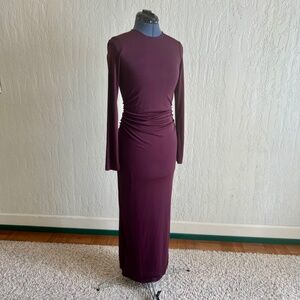 Zara Long Sleeve Midi Dress in Wine Sz XS